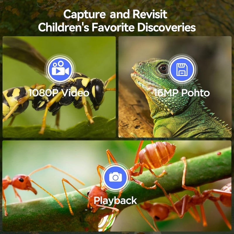 TOMLOV P30 Microscope for Kids, Portable 1000X Slides Digital Microscope with 2" Screen, HD 16MP Camera & 1080P Video, Pocket Coin Magnifying Glass with Light, Mini Handheld Magnifier for Trichome - Image 5
